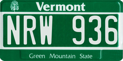 VT license plate NRW936