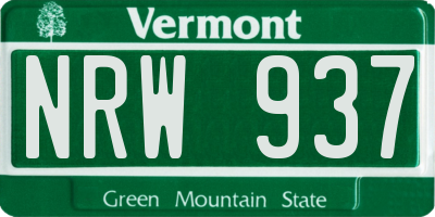 VT license plate NRW937