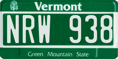 VT license plate NRW938