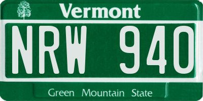 VT license plate NRW940