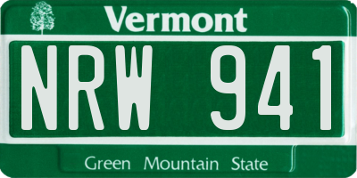 VT license plate NRW941