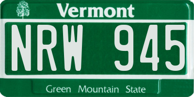 VT license plate NRW945