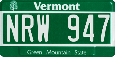VT license plate NRW947