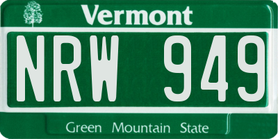 VT license plate NRW949