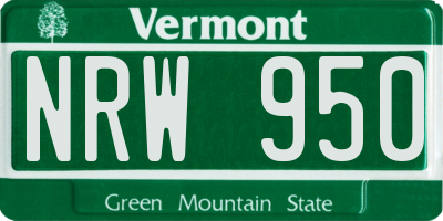 VT license plate NRW950