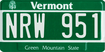 VT license plate NRW951