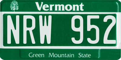 VT license plate NRW952
