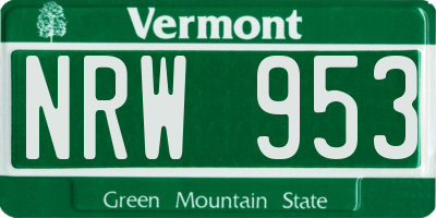 VT license plate NRW953