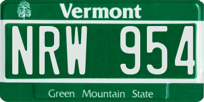 VT license plate NRW954