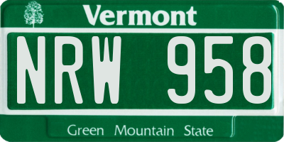 VT license plate NRW958