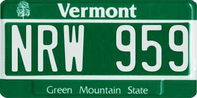 VT license plate NRW959