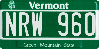 VT license plate NRW960