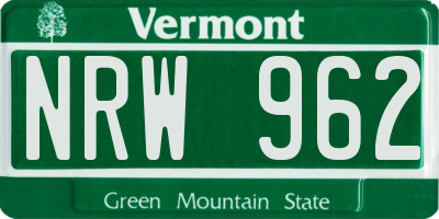 VT license plate NRW962