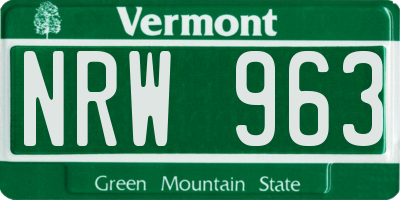VT license plate NRW963