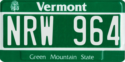 VT license plate NRW964