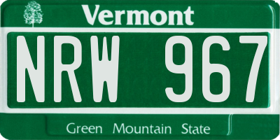 VT license plate NRW967