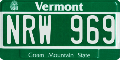 VT license plate NRW969