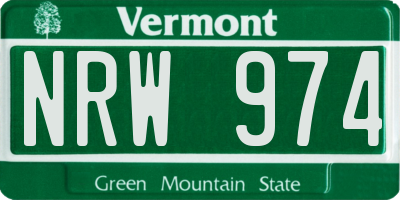 VT license plate NRW974