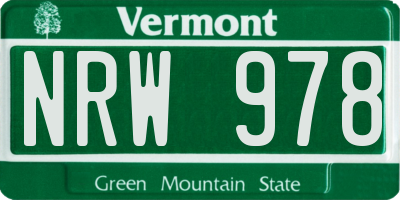 VT license plate NRW978