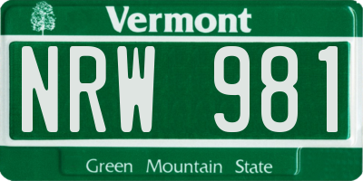 VT license plate NRW981