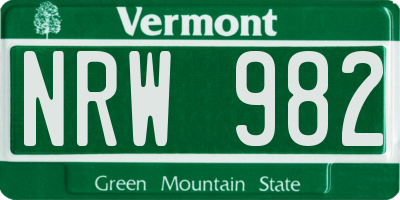 VT license plate NRW982