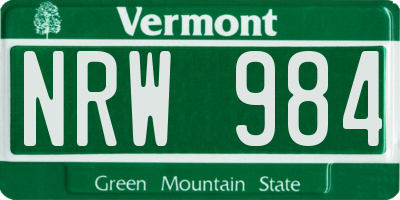 VT license plate NRW984