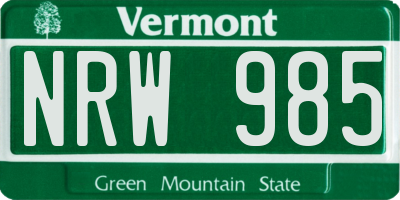 VT license plate NRW985