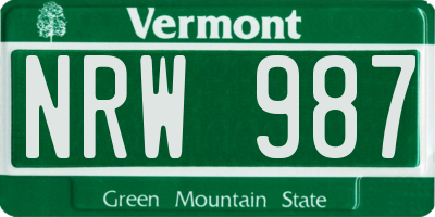 VT license plate NRW987