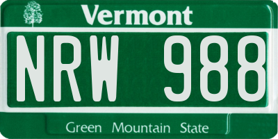VT license plate NRW988