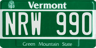 VT license plate NRW990