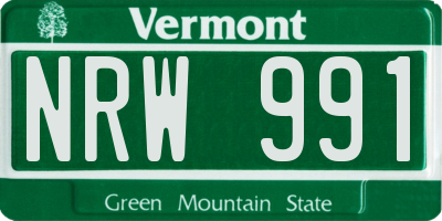 VT license plate NRW991