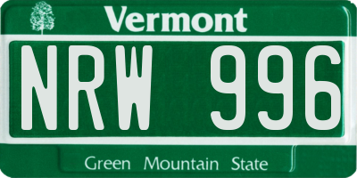 VT license plate NRW996
