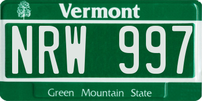 VT license plate NRW997