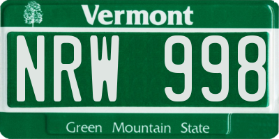 VT license plate NRW998