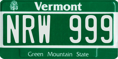 VT license plate NRW999