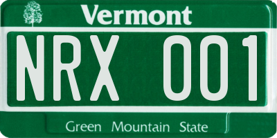 VT license plate NRX001