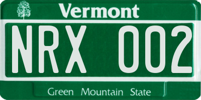 VT license plate NRX002