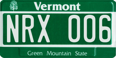 VT license plate NRX006