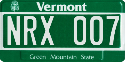 VT license plate NRX007