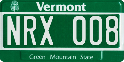 VT license plate NRX008