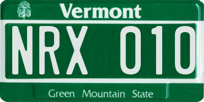 VT license plate NRX010