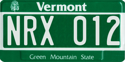 VT license plate NRX012