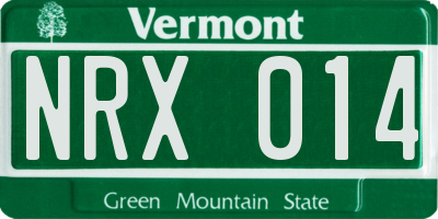 VT license plate NRX014