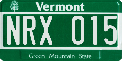 VT license plate NRX015