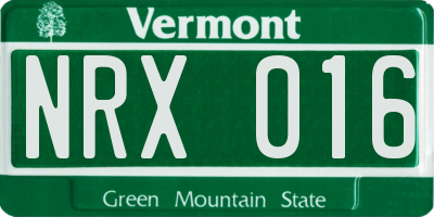 VT license plate NRX016