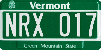 VT license plate NRX017