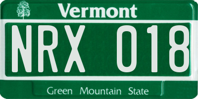 VT license plate NRX018