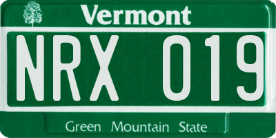 VT license plate NRX019