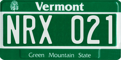 VT license plate NRX021