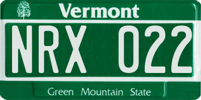 VT license plate NRX022